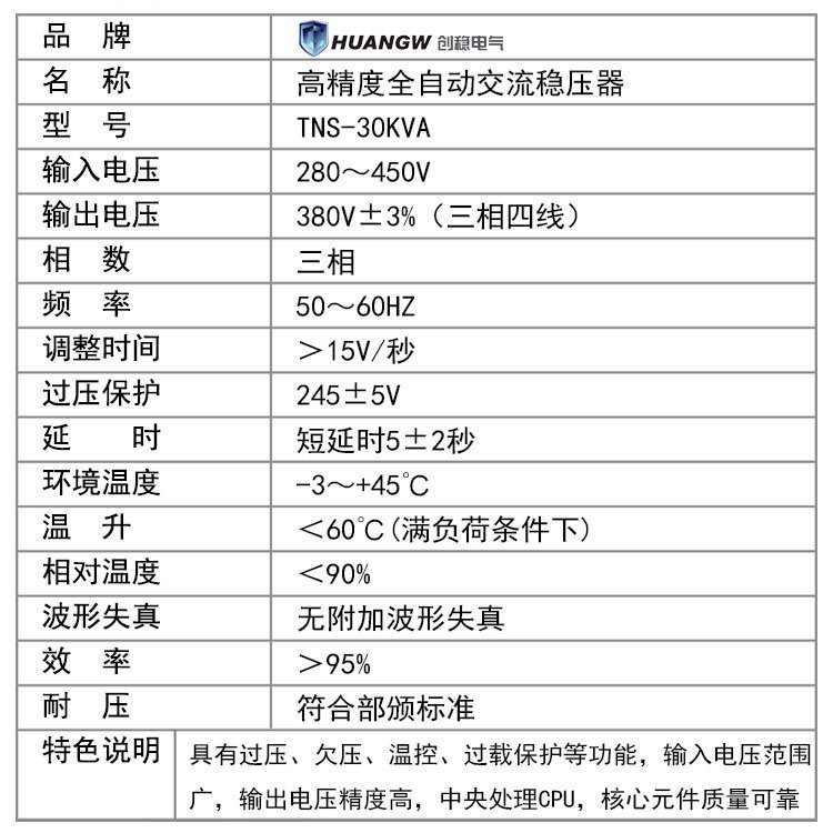三相全自動(dòng)30千瓦穩(wěn)壓器